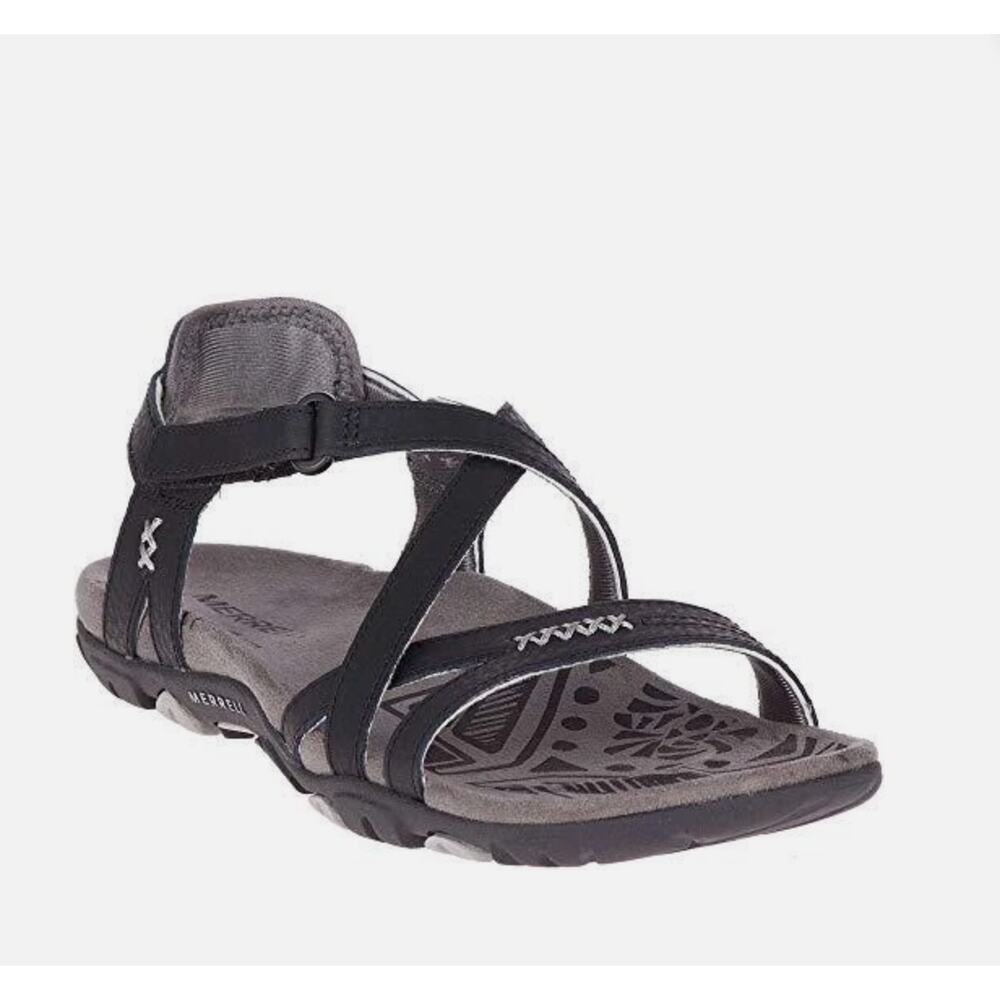 Merrell Paloma Black Leather Strappy Comfort Sandals Women's Size 6